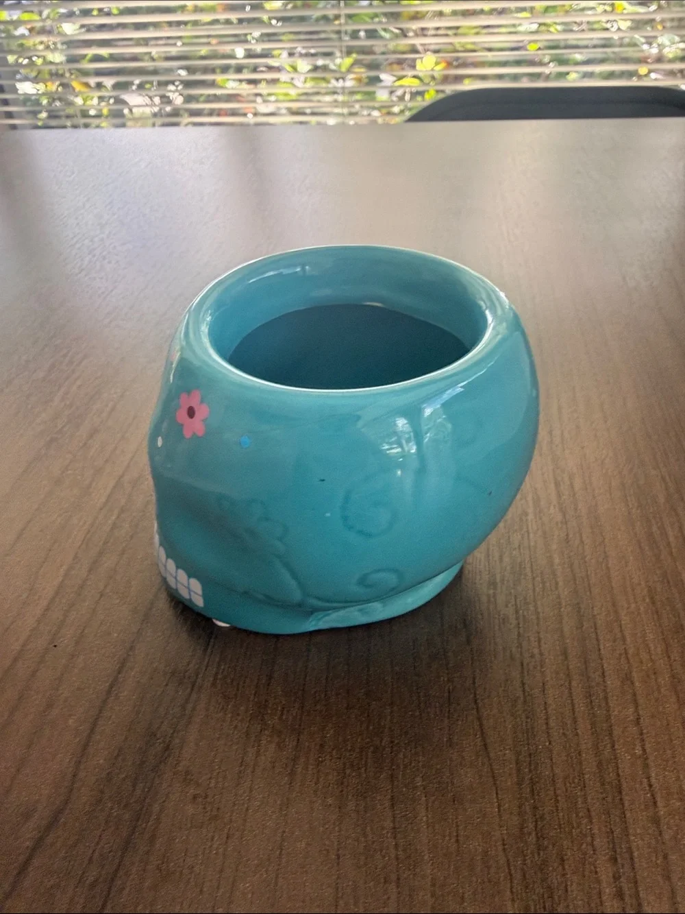 Sugar Skull Day of the Dead Turquoise Ceramic Planter Bowl